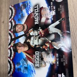 Dual signed Biggio/Bagwell 8x10 with HOF Inscriptions