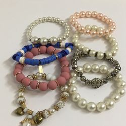 ALL FOR $25  8 FASHION JEWELRY BRACELET LOT VINTAGE TO NOW ASSORTED TYPES & MATERIALS 🌸🌼🌺 ESTATE FIND JEWELRY VINTAGE TO FASHION 