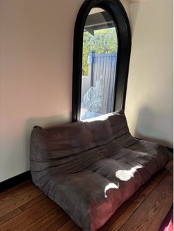 Togo-Style Loveseat / Sofa – Charcoal Gray