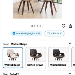 Set of 2 Swivel Dining Chairs - Mid Century Modern Dining Chairs with Arms and Curved Back, Faux Leather Bentwood, Versatile for Living Room/Reception