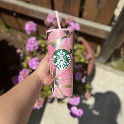 Starbucks Tumbler Pink Flowers