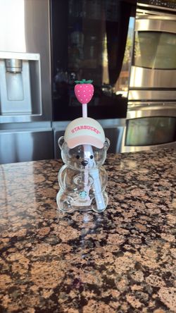 Starbucks Pink Barista  authentic Strawberry  20oz Glass Bear Cup Bearista 2026