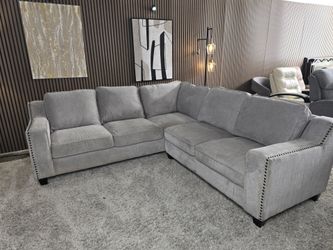 2 Piece Ellendale Fabric Light Gray Sectional