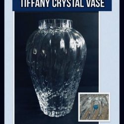 TIFFANY CRYSTAL FLOWER VASE Glass Large size Oversize