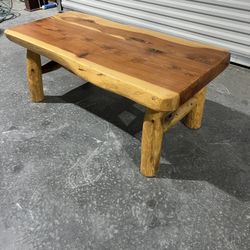 Hand-Carved Rustic Live Edge Coffee Table 