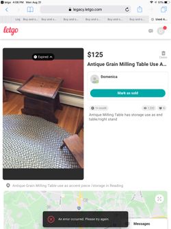 Antique Grain Milling Table Removable Top/Storage