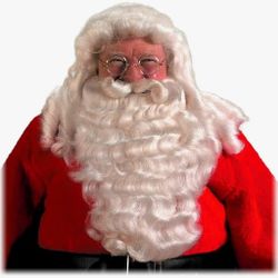 Halco Professional Santa Wig Beard Set w Wired Mustache #60w Extra Full Synthetic Fiber Natural White Color Mustache Washable Deluxe Claus Christmas
