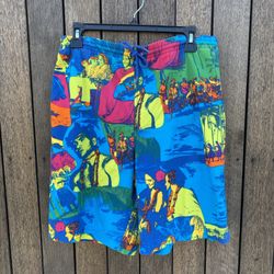 *RARE* Vtg 1990’s GAP Neon Pop Art Hawaiian Hula Surf Culture Board Shorts M