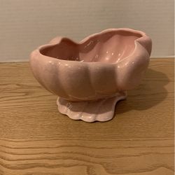 Vintage Mid Century Shawnee Pink Salmon Shell Planter Bowl A4