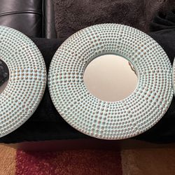 Teal Mirrors Wall Decor ( Pls Read Description Below)