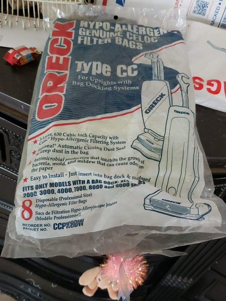 ORECK VACUUM CLEANER BAGS. TYPE CC..