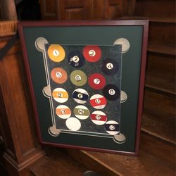 Three dimensional pool table and balls picture