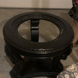Black Solid Wood Table 4 Chairs
