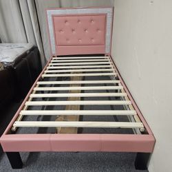 Brand New Pink Faux Leather Twin Platform Bedframe