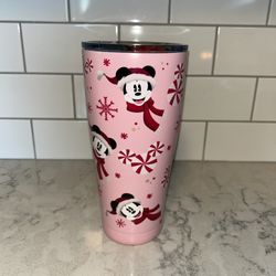 Disney Christmas Mickey Mouse Peppermint Candy Stainless Steel Tumbler Pink