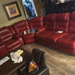 Barely Used Leather Sectional 