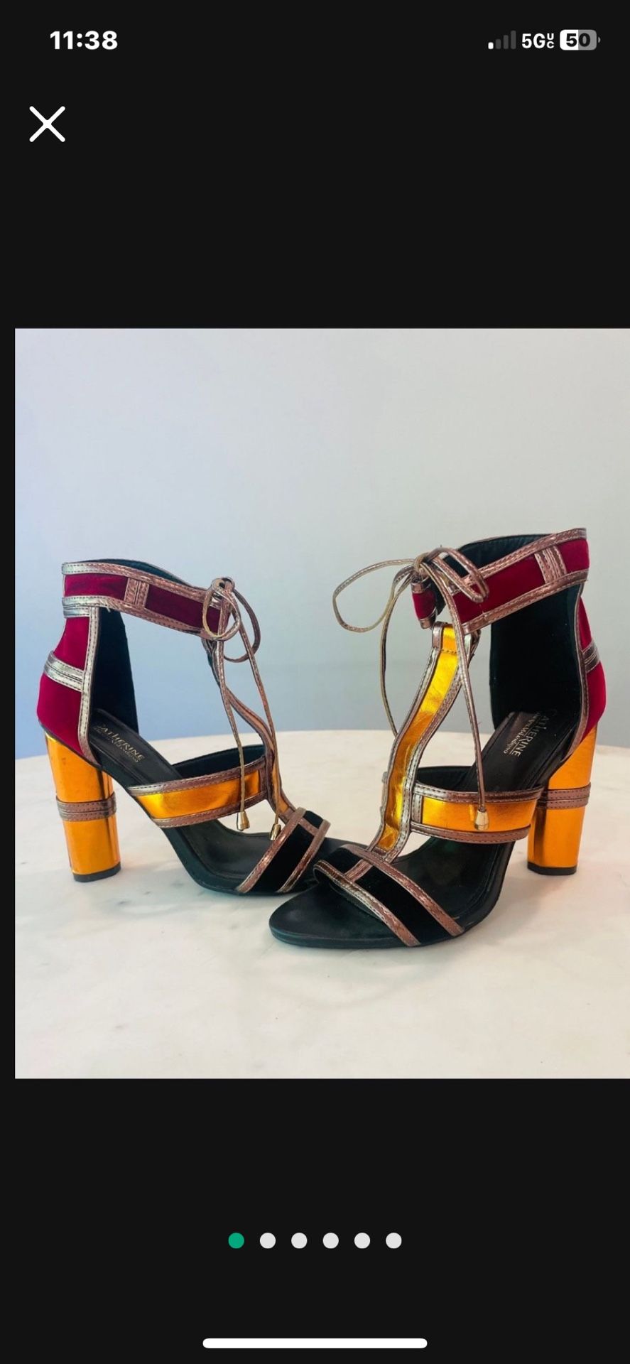  Was $140 Catherine Malandrino Metallic/Suede Heels, Catherine Maladrino Strappy Heels