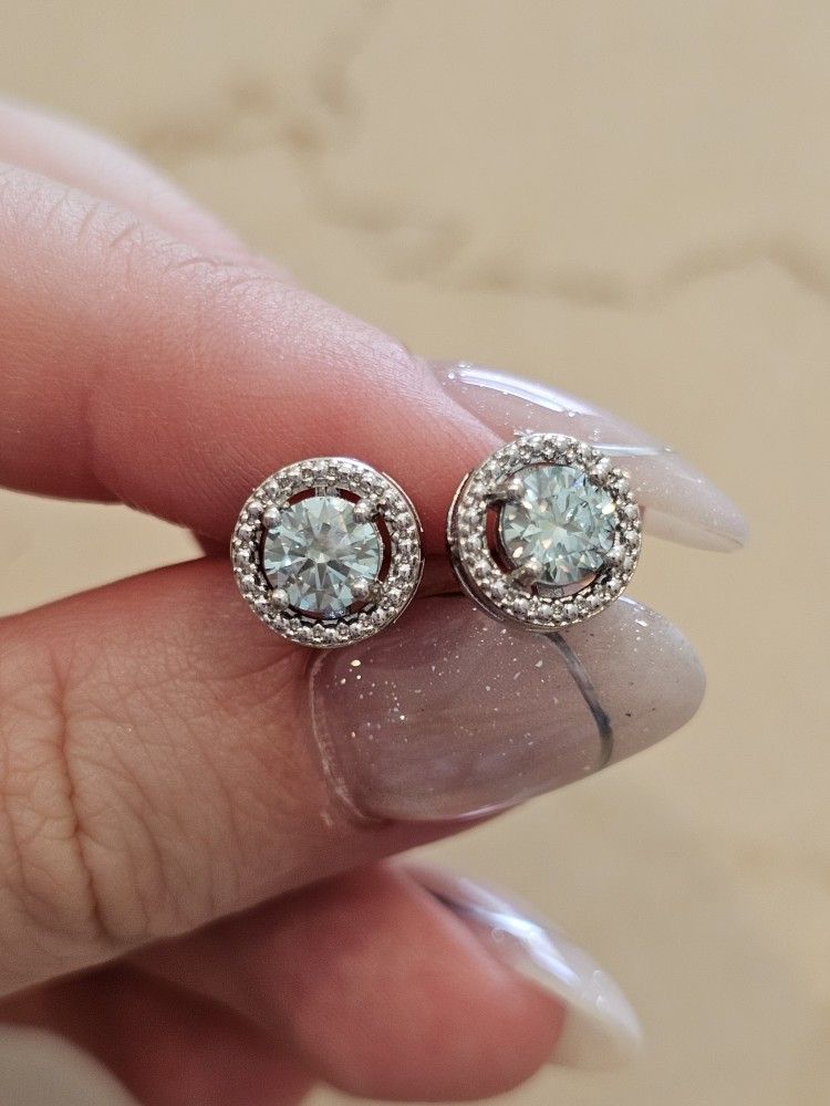 Moissanite Stone 1 Caract Each Size Wedding Earrings Silver 925