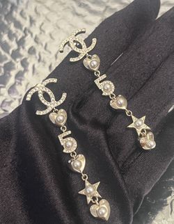 Authentic CC Long Pearl Earrings 