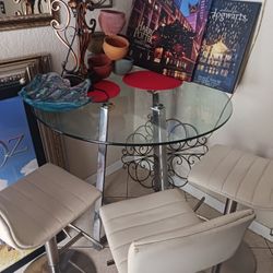 Glass Table + 3 Chairs 