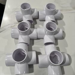 6 pieces 5 Way PVC Pipe Fittings 1-1/2 Inch, Zernmiarder White PVC Elbow Corner Side Outlet Tee Fitting, SCH40 Furniture Grade Pipe Connectors - Fits