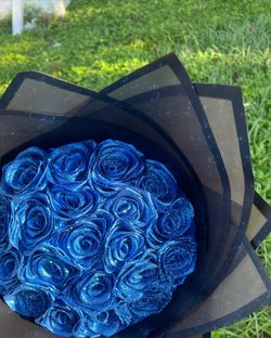Blue Glitter Roses 