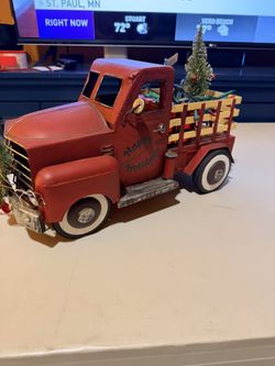 Happy Holidays Festive Metal Truck W/ Lights