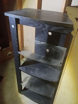 Black Wood AV Media Tower Stand