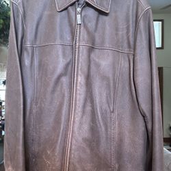 Roundtree and Yorke Men's Jacket 100% Leather Size L in Excellent Condition