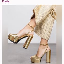 Gold Prada Heels 