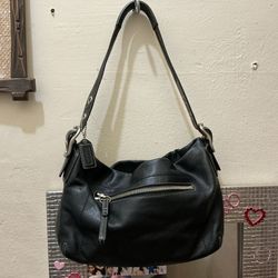 Black Coach Zip Bag Size Medium 