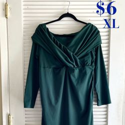 Maternity Green Long-Sleeve Dress XL