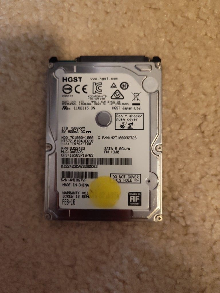 1tb 2.5 Inch Hard Disk Drive