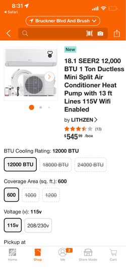 Lithzen mini split ac/heat 12000 btu
