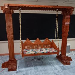 Indian WOODEN Swing Jhoola Withcast Metal Golden Color Chain