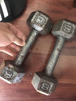 Two 8 lb dumbbells. Used condition