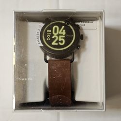 Skagen Connected Falster 3 Gen 5 Stainless Steel and Leather Touchscreen Smartwatch, Color: Brown/Black (Model: SKT5201)