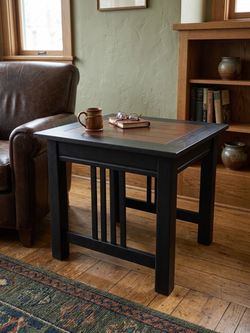 Mission Style Wood End Table Black