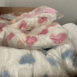 Super Soft Faux Fur Pink And Blue Heart Baby Or Pet Puppy Kitten Blanket 