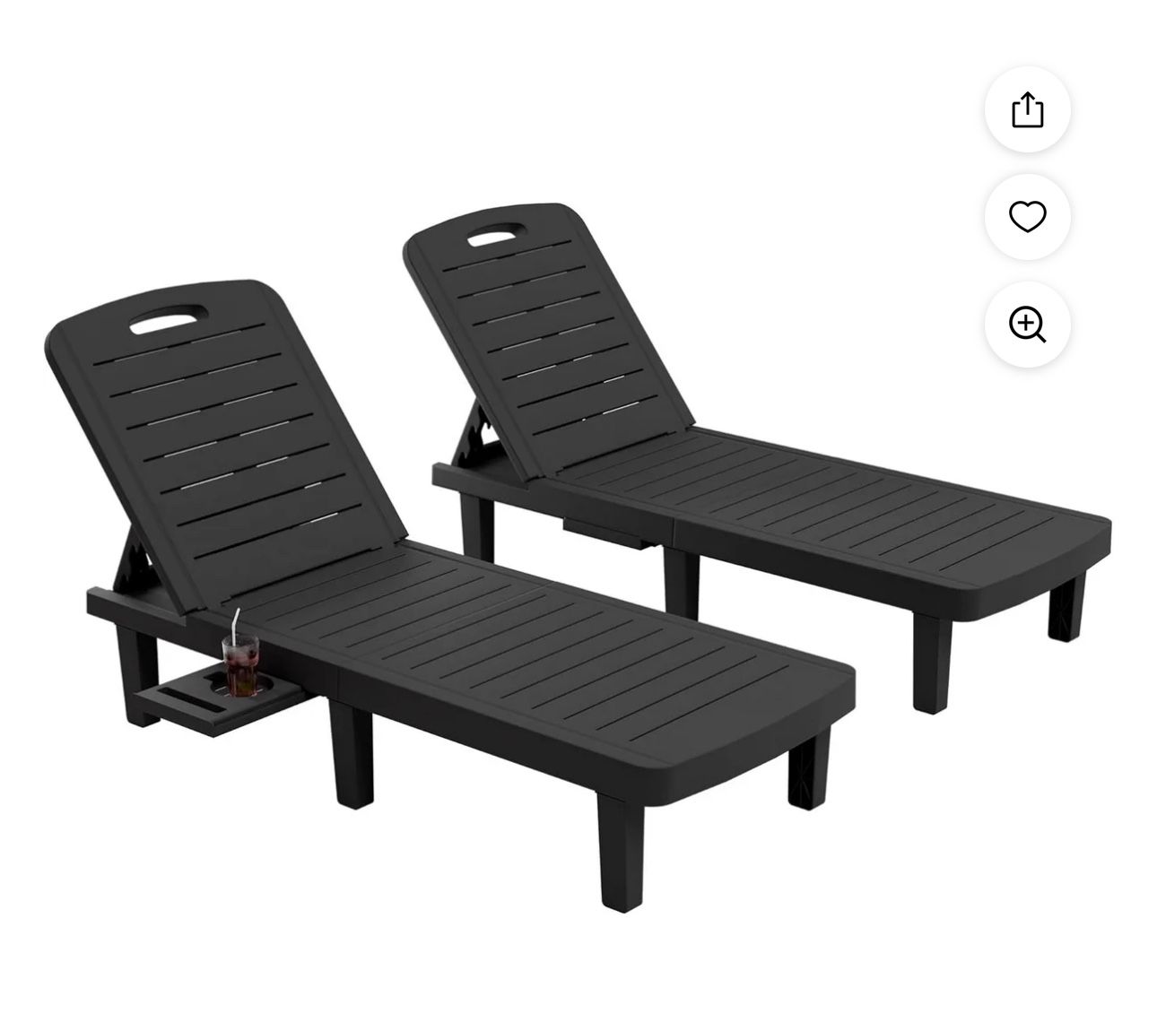 UDPATIO Oversized Pool Lounge Chair Outdoor, 5-Level Adjustment Backrest, Extra Widen Chaise with Cup Holder Easy Assembly Patio Chair for Beach Garde