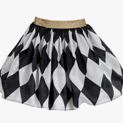 Adult Black & White Harliquinn Circus Costume Skirt With Black Crinoline, VTG