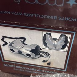 Vintage Macy's Sports Binoculars With AM/FM Radio Includes Earphones