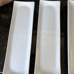 White rectangular serving platters