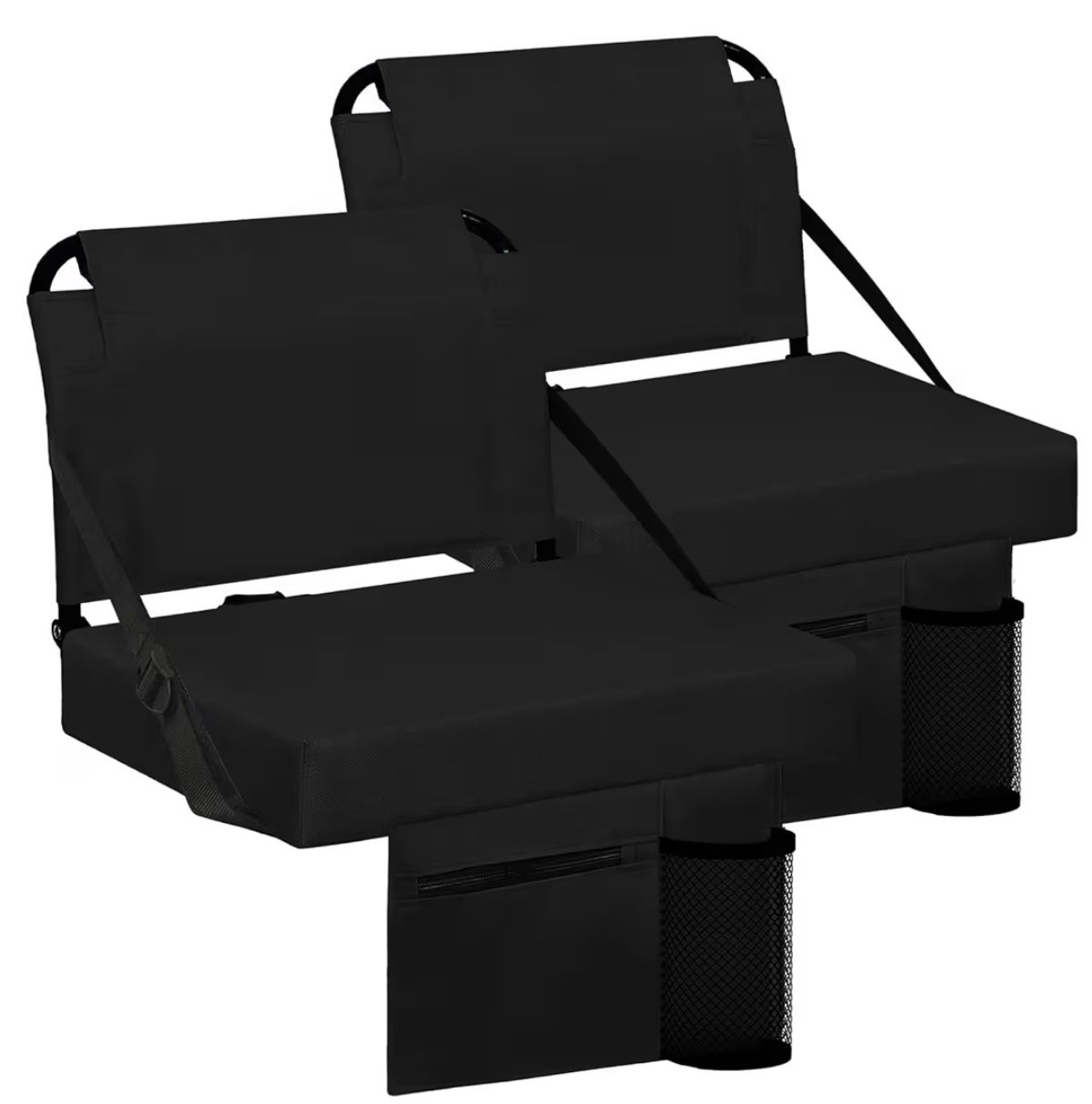 (5555-5) Stadium Seat for Bleachers with Back Support and Wide Padded Cushion Stadium Chair - Includes Shoulder Strap and Cup Holder