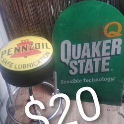 Pennzoil Bar Stool Quaker State Sign$20