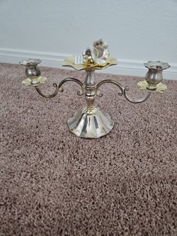 Silver-Tone 3-Arm Candelabra Candleholder
