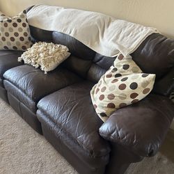 Brown leather couch