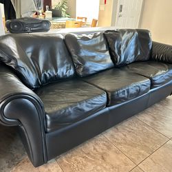 Full Leather Black Sofa And Chair