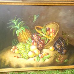  Fruit Oil Painting/ Wall Art with wood Frame 4.5 ft x 3.5 ft