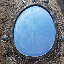 Vintage 1940's Peacock Framed Mirror